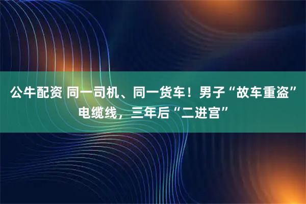 公牛配资 同一司机、同一货车！男子“故车重盗”电缆线，三年后“二进宫”